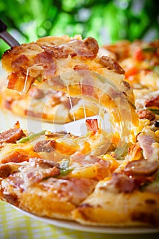 Pizza ham cheese ,italian food