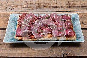 Pizza with ham photo