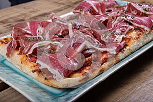 Pizza with ham photo