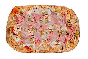 Pizza ham and mushroom isolated