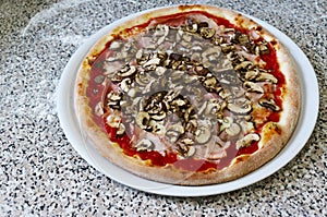 Pizza Ham and mushroom Italian food Restaurant