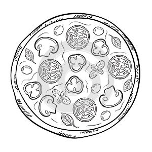 Pizza, hand - drawn illustration.