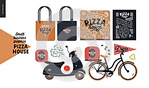 Pizza house - small business graphics - branded elements and delivery