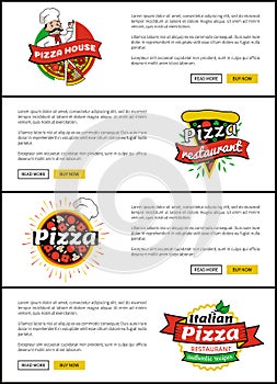 Pizza House Website Collection Vector Illustration