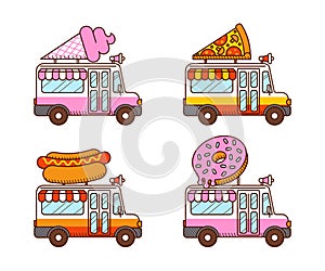 Pizza, Ice cream van, Hot dog, Donut food truck