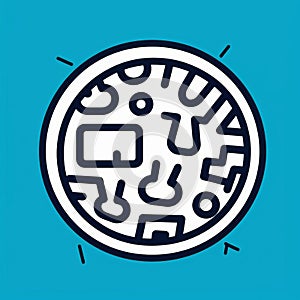 Pizza Icon On Blue Background: Arabic Calligraphy Style With Mind-bending Patterns