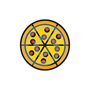 Pizza icon. Fast food and bakery isolated line color icons