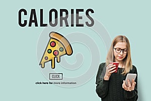Pizza Icon Fast food Unhealthy Snacks Calories Fat Concept