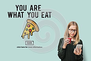 Pizza Icon Fast food Unhealthy Snacks Calories Fat Concept