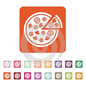 The pizza icon. Pizzeria and baking, fast food symbol. Flat