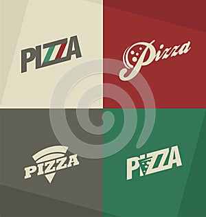 Pizza icons, labels, logos, symbols and design elements