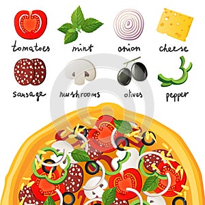 Pizza and ingredients