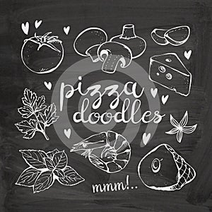 Pizza ingredients doodles
