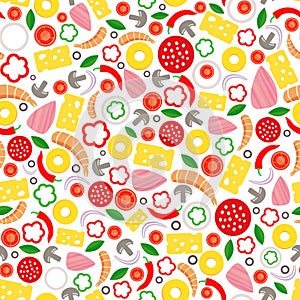 Pizza ingredients seamless pattern