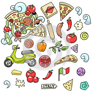 Pizza ingridients colorful design vector