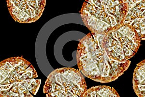 Pizza  isolated on black color.