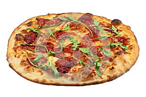 Pizza isolated on white, side view