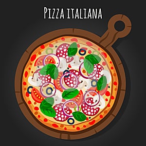 Pizza italiana vector illustration. Flat design