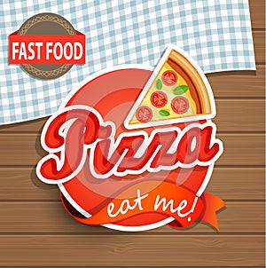 Pizza Label and Sign. photo
