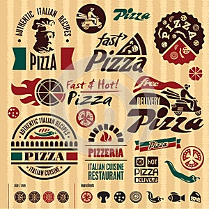 Pizza labels collection. photo