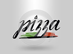 Pizza logo with cap chef. Design template.