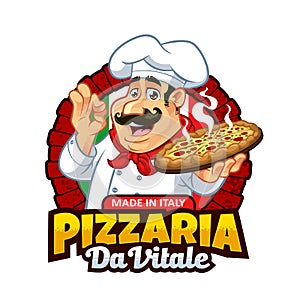 Pizza logo design medical illustration vintage