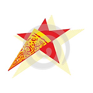 Pizza logo - red star with integrated pizza slice