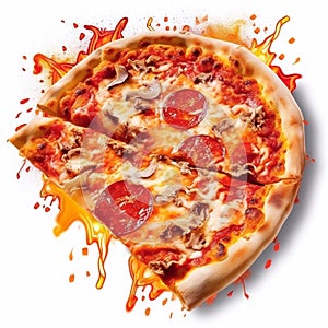 Pizza logo. Pizza sticker illustration. Pizza baner. Pizza delivery.