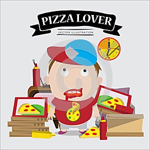 Pizza lover boy. character -