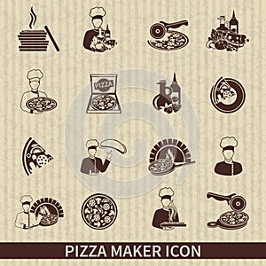 Pizza Maker Icon Black