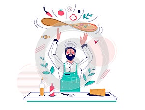 Pizza making vector concept for web banner, website page