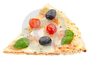 Pizza margarita margherita slice isolated on white