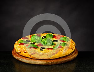 Pizza Margherita with Basil photo