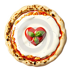 Pizza Margherita on white background with clipping path