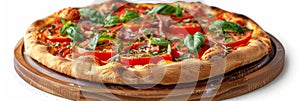 Pizza Marinara with Anchovy. Traditional Italian Anchovy Flatbread with Cherry Tomatoes