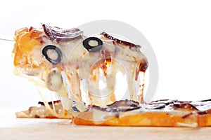 Pizza with melted cheese photo