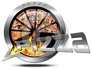 Pizza - Metallic Speech Bubble