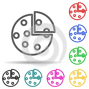 pizza multi color style icon. Simple thin line, outline  of web icons for ui and ux, website or mobile application