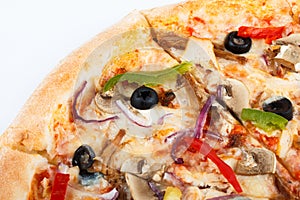 Fresh italian pizza close up. set menu photo. traditional food