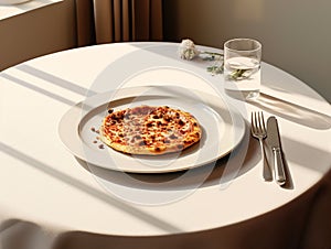 pizza with mushrooms on a light background.