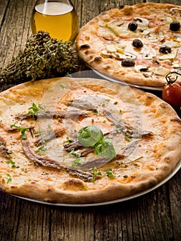 Pizza napoli and capricciosa-