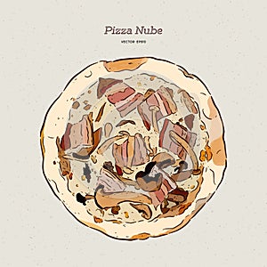 Pizza Nube, Becon and mushroom pizza photo