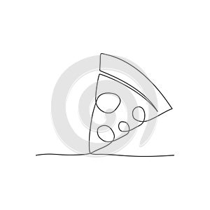 Pizza One line drawing on white background