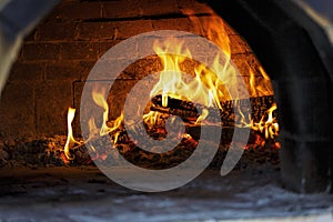Pizza, oven, cooked, wood-fired, burning wood, fireplace, italian, pizzeria, cooking, flame,