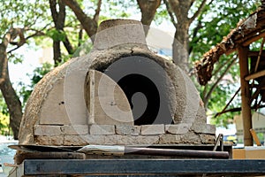 Pizza oven prepared to homemade classic italian pizza