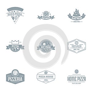 Pizza parlor logo set, simple style