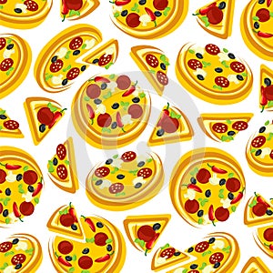 Pizza pattern background set. Collection icon pizza. Vector