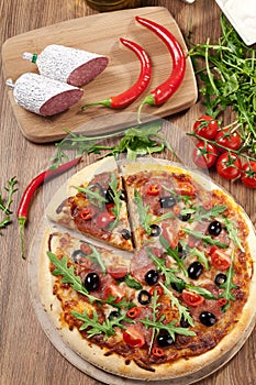 Pizza peperoni on plate