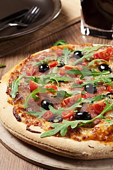 Pizza peperoni on plate