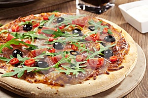 Pizza peperoni on plate